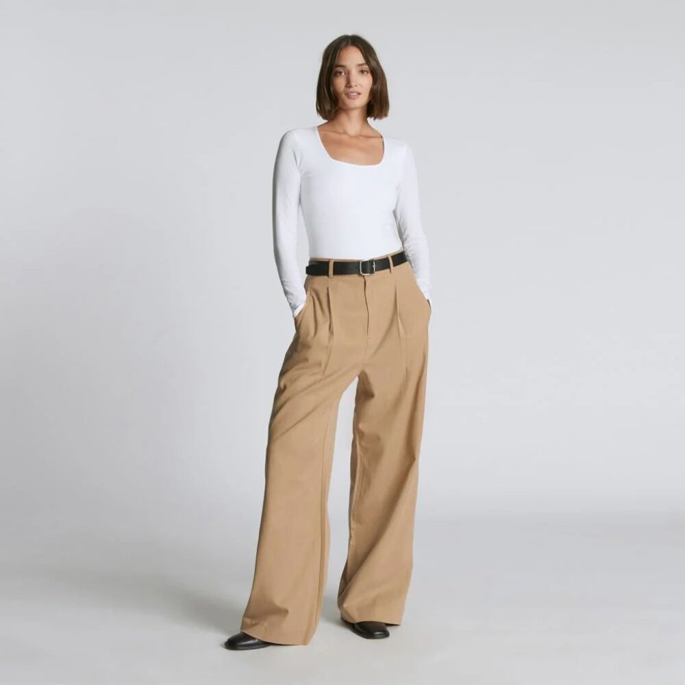 Everlane White Long Sleeve Bodysuit